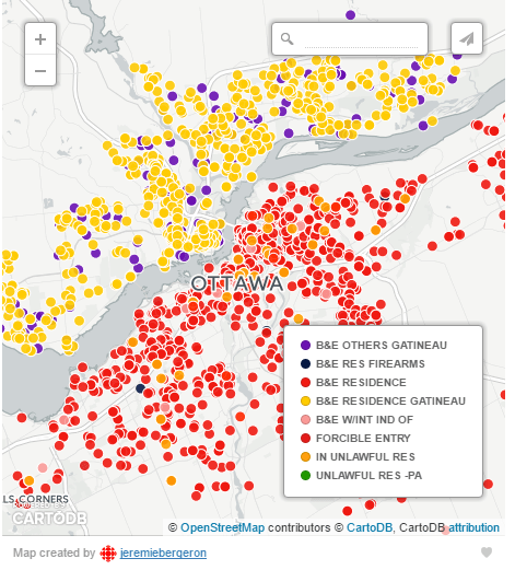 Map of Ottawa Break ins