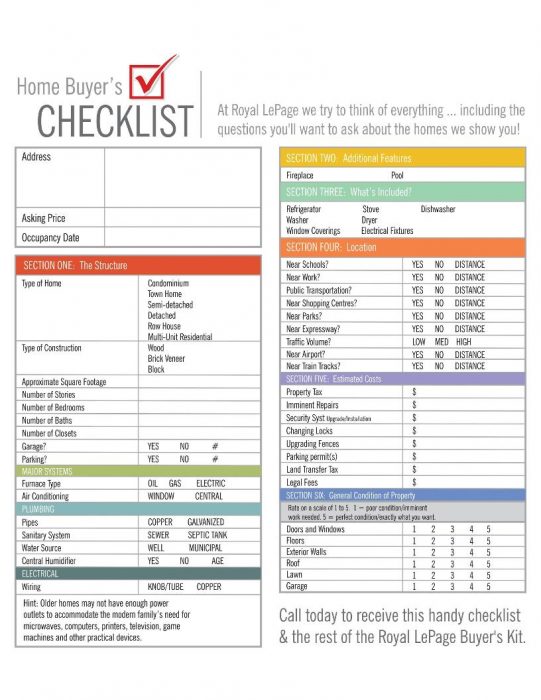Checklist for Home Buyers