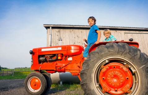 Children on a Farm Tractor