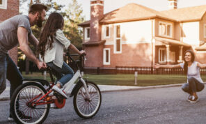 Neighbourhood riding bike homes